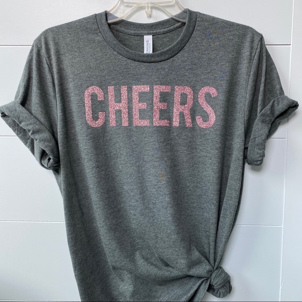 Cheers graphic tee rose gold glitter t-shirt